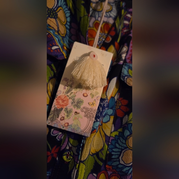 NWT Johnny Was Catriona Black Midi Dress with Colorful Floral Patterns Size L - Picture 12 of 13